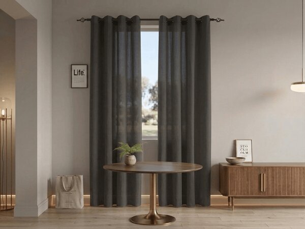 Zasłona TAVIO 140x250 cm, szarobrązowy Zawieszanie: Metalowe pierścienie