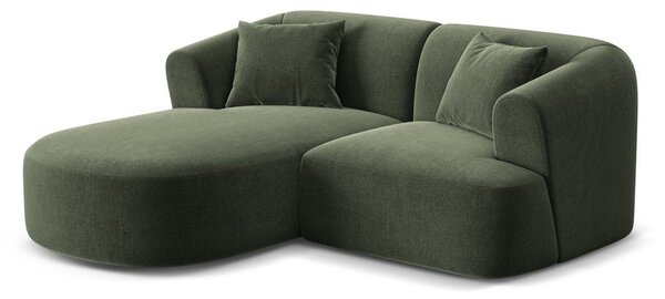 Zielony aksamitny narożnik (lewostronny/z szezlongiem) Campi – Cosmopolitan Design