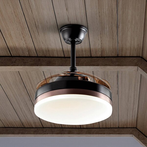 Schuller Valencia Wentylator sufitowy LED Vento czarny/brązowy/dymny Ø 90 cm cichy Vento, możliwość ściemniania, aluminiowy / szary / cynkowy, salon / jadalnia, metal, nowoczesny