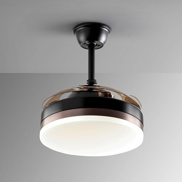 Schuller Valencia Wentylator sufitowy LED Vento czarny/brązowy/dymny Ø 90 cm cichy Vento, możliwość ściemniania, aluminiowy / szary / cynkowy, salon / jadalnia, metal, nowoczesny