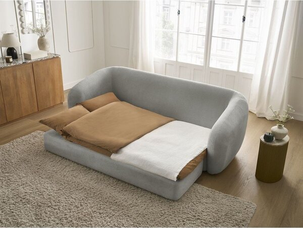 Jasnoszara rozkładana sofa z tkaniny szenilowej 228 cm Neyo – Bobochic Paris