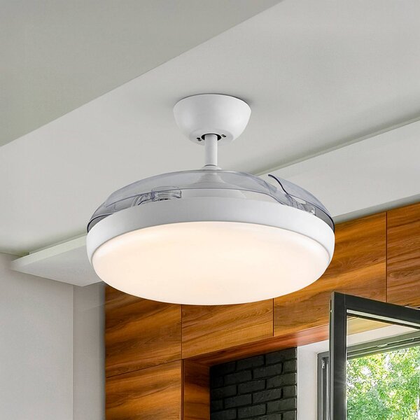 Schuller Valencia Wentylator sufitowy LED Venturi biały/przezroczysty DC, Ø 106 cm cichy Venturi, możliwość ściemniania, przezroczysty / transparentny, salon / jadalnia, metal, nowoczesny