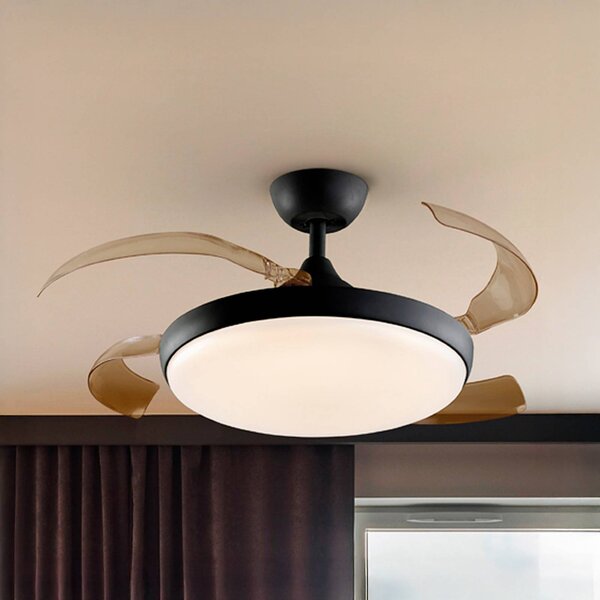 Schuller Valencia Wentylator sufitowy LED Venturi czarny/dymny DC Ø 106 cm cichy Venturi, możliwość ściemniania, aluminiowy / szary / cynkowy, salon / jadalnia, metal, nowoczesny