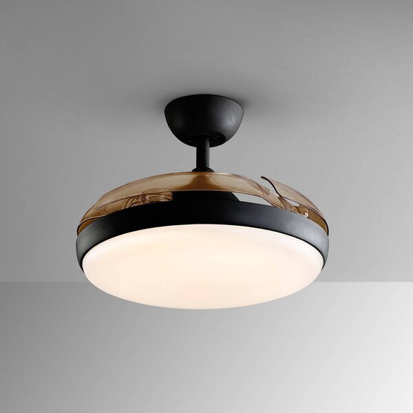 Schuller Valencia Wentylator sufitowy LED Venturi czarny/dymny DC Ø 106 cm cichy Venturi, możliwość ściemniania, aluminiowy / szary / cynkowy, salon / jadalnia, metal, nowoczesny