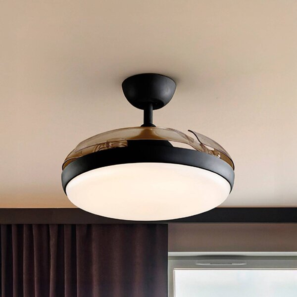 Schuller Valencia Wentylator sufitowy LED Venturi czarny/dymny DC Ø 106 cm cichy Venturi, możliwość ściemniania, aluminiowy / szary / cynkowy, salon / jadalnia, metal, nowoczesny
