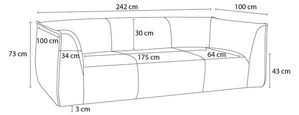 Niebieska sztruksowa sofa 242 cm Giorgia – Bobochic Paris