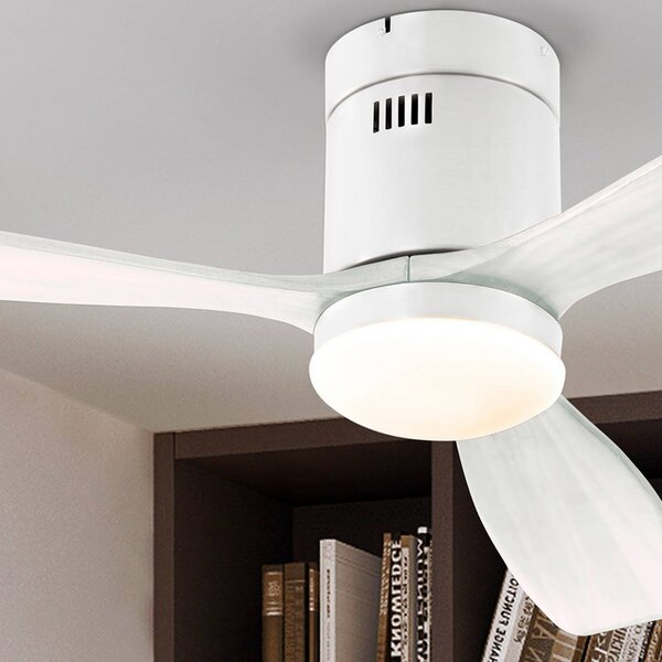 Schuller Valencia Wentylator sufitowy LED Siroco, biały, Ø 132 cm, cichy, CCT możliwość ściemniania, biały / opal, salon / jadalnia, metal, nowoczesny