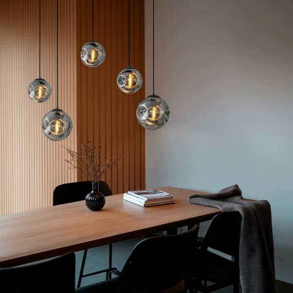 Lampa Wisząca Lindby, Valentina, ściemnialny, szary, salon, szkło, design