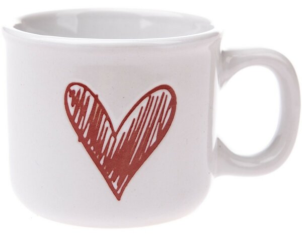 Zestaw 6 kubków ceramicznych Serduszko II, 90 ml, czerwony