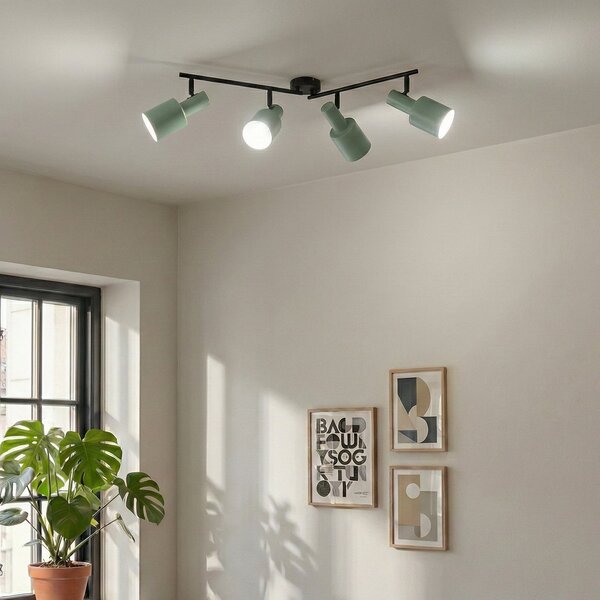 Lampa Sufitowa Lindby, Ovelia, ściemnialny, zielony, salon, metal, nowoczesny