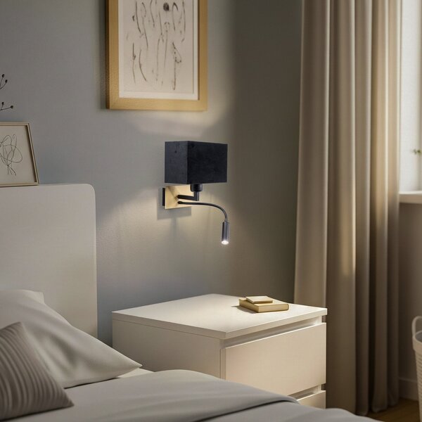 Lampa Ścienna Euluna, Harry, czarny, salon, metal, nowoczesny