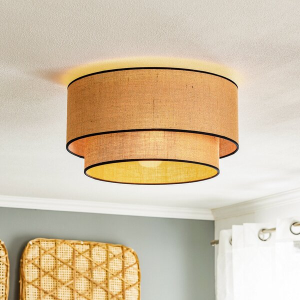 Lampa Sufitowa Euluna, Boho jute & black, ściemnialny, brąz rdzawy, salon, tkanina | tekstylia, boho