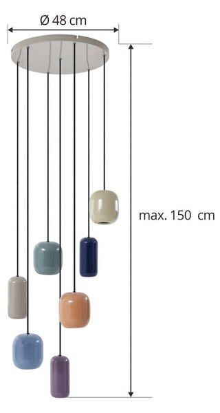 Lampa wisząca Narion Lucande, możliwość ściemniania, multikolor, salon / jadalnia, metal, design
