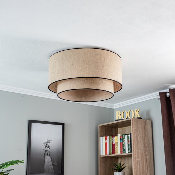 Lampa Sufitowa Euluna, Boho jute & black, ściemnialny, brąz rdzawy, salon, tkanina | tekstylia, boho