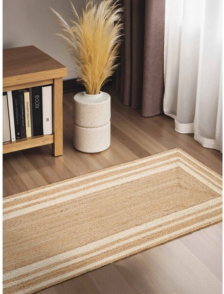 Kremowo-naturalny ręcznie tkany dwustronny chodnik z juty 70x200 cm Jutta – Hanse Home
