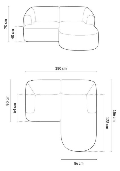 Zielony aksamitny narożnik (prawostronny/z szezlongiem) Campi – Cosmopolitan Design