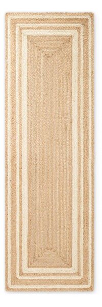 Kremowo-naturalny ręcznie tkany dwustronny chodnik z juty 70x200 cm Jutta – Hanse Home