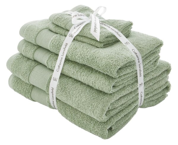 Zielone bawełniane ręczniki frotte zestaw 6 szt. Anti-Bacterial – Catherine Lansfield