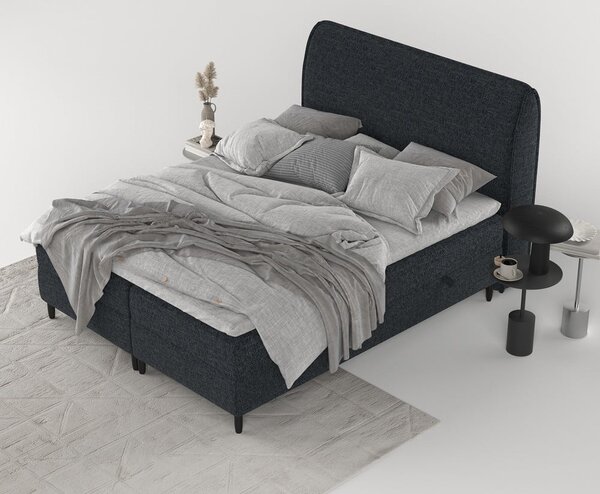 Czarne łóżko boxspring ze schowkiem 140x200 cm Melba – Maison de Rêve