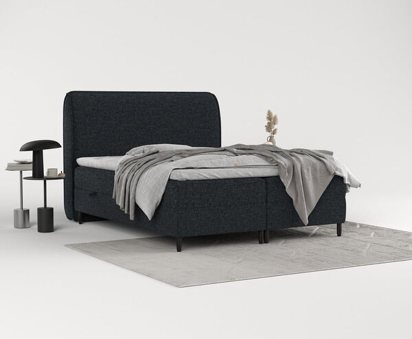 Czarne łóżko boxspring ze schowkiem 140x200 cm Melba – Maison de Rêve