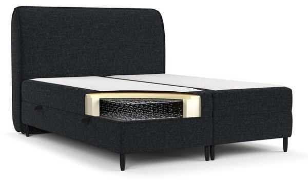 Czarne łóżko boxspring ze schowkiem 140x200 cm Melba – Maison de Rêve