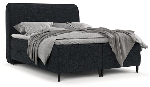Czarne łóżko boxspring ze schowkiem 140x200 cm Melba – Maison de Rêve