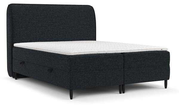 Czarne łóżko boxspring ze schowkiem 140x200 cm Melba – Maison de Rêve