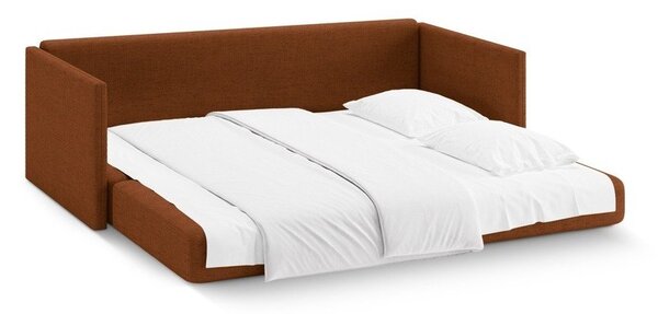 Rozkładana sofa z tkaniny szenilowej w kolorze terakoty 209 cm Shannon – Cosmopolitan Design