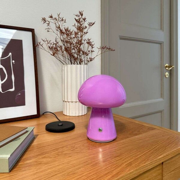 Lampa Stołowa Dyberg Larsen, Morkel Mushroom, ściemnialny, fioletowy, salon, szkło, skandynawski