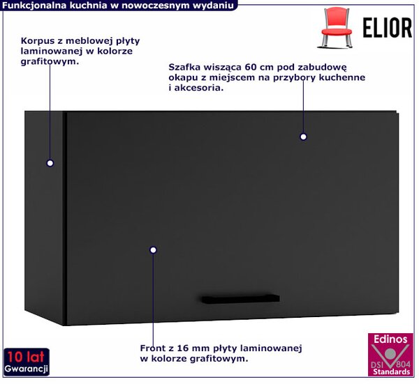 Szafka do zabudowy okapu 60 cm grafit G6-E64