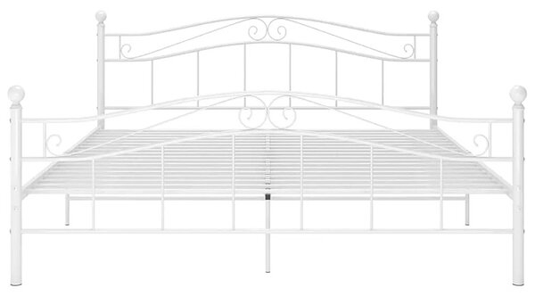 Białe metalowe łóżko z zagłówkiem 160x200 cm S0-G66