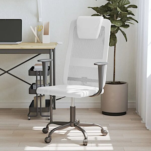 Białe krzesło biurowe ergonomiczne z ekoskóry F1-H60