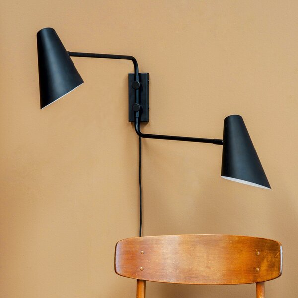 Lampa Ścienna Dyberg Larsen, Cale, czarny, salon, metal, design