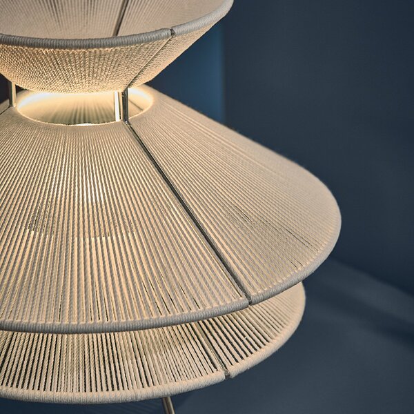 Lampa Stołowa FRANDSEN, Kiku, ściemnialny, biały, salon, tkanina | tekstylia, design