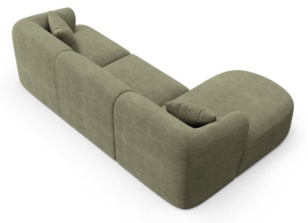 Zielony sztruksowy narożnik (lewostronny/z szezlongiem) Campi – Cosmopolitan Design