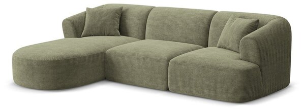 Zielony sztruksowy narożnik (lewostronny/z szezlongiem) Campi – Cosmopolitan Design
