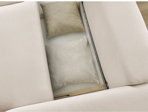 Beżowa rozkładana sofa ze schowkiem 265 cm Ezechiel – Bobochic Paris