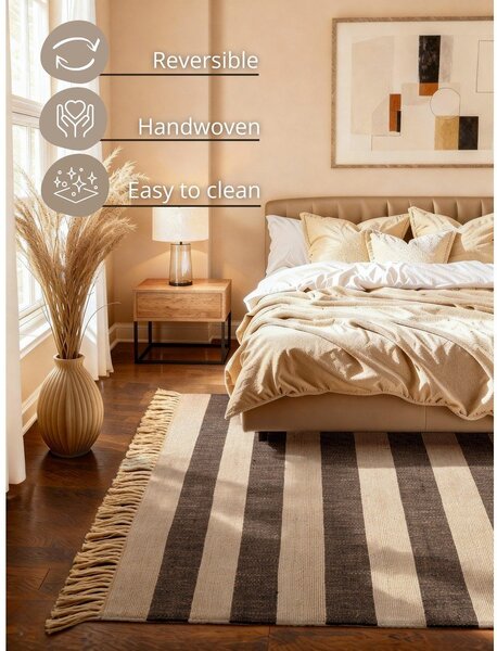 Czarno-kremowy ręcznie tkany dwustronny dywan z juty 120x170 cm Playa – Hanse Home