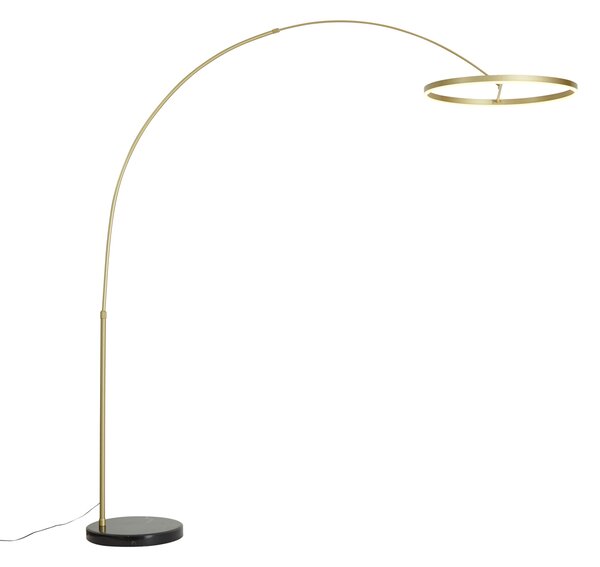 Designerska lampa łukowa podłogowa złota z LED z 3-stopniowym ściemnianiem - Anello