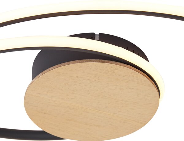 Designerska lampa sufitowa drewniana z LED z 3-stopniową regulacją ściemniania - Rowan