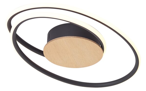 Designerska lampa sufitowa drewniana z LED z 3-stopniową regulacją ściemniania - Rowan