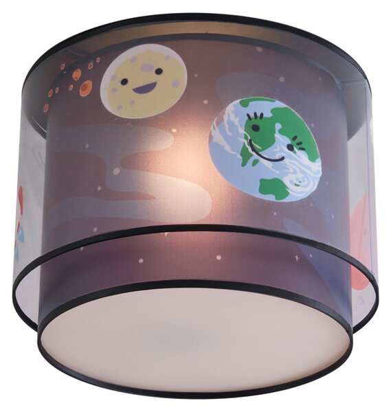 Lampa sufitowa dziecięca czarna ze statkiem kosmicznym i gwiazdami - Harrie in Space