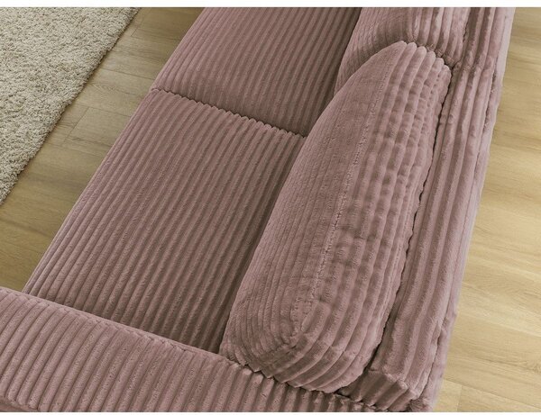 Różowa sztruksowa rozkładana sofa do spania 220 cm Hugo – Bobochic Paris