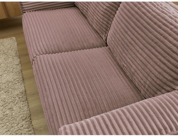Różowa sztruksowa rozkładana sofa do spania 220 cm Hugo – Bobochic Paris