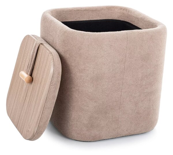 Beżowy taboret NAP z miejscem do przechowywania 37x37 cm