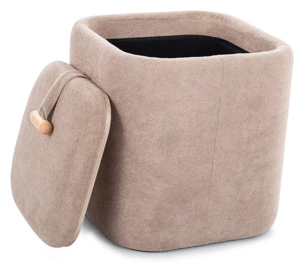 Beżowy taboret NAP z miejscem do przechowywania 37x37 cm