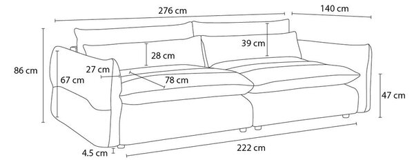 Jasnoszara sofa z tkaniny szenilowej 276 cm Neil – Bobochic Paris