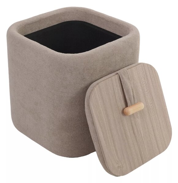 Beżowy taboret NAP z miejscem do przechowywania 37x37 cm