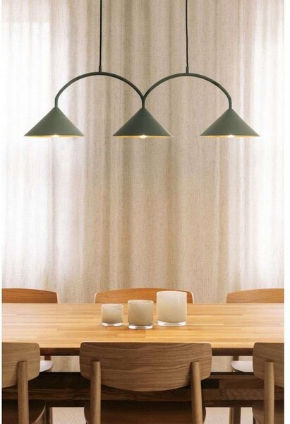 Lampa Wisząca Globen Lighting, CURVE 3, ściemnialny, zielony, salon, metal, vintage