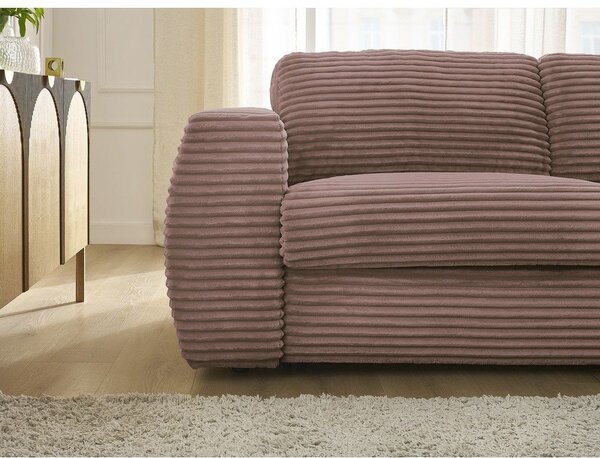 Różowa sztruksowa rozkładana sofa do spania 220 cm Hugo – Bobochic Paris